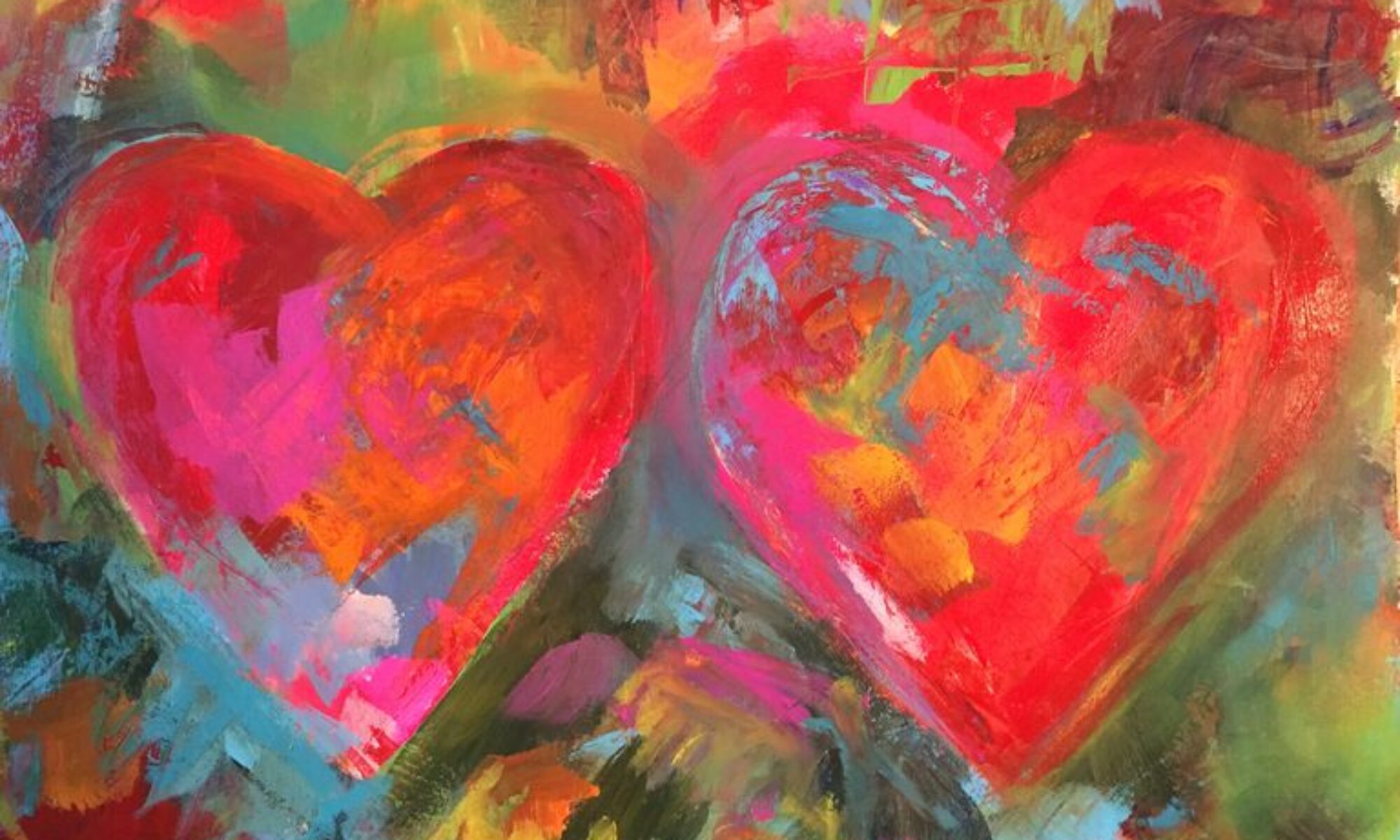 two painted hearts